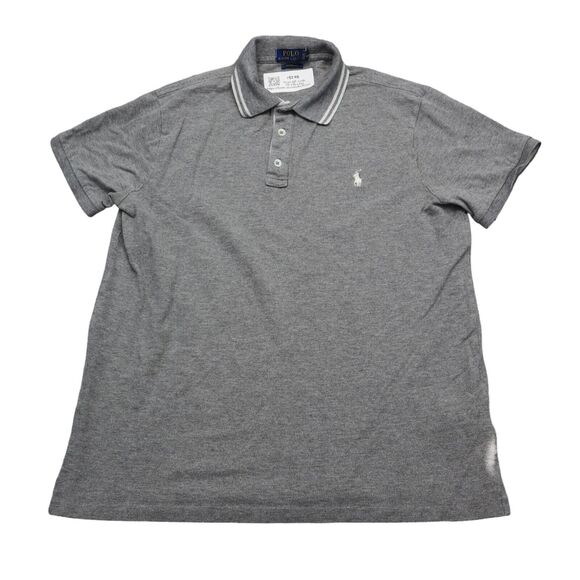 Ralph Lauren Shirt Mens L Gray Custom Fit Chest Button Short Sleeve Collared Top - Picture 1 of 16